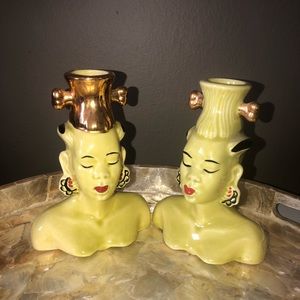 Vintage Oriental Ceramic Bust figures